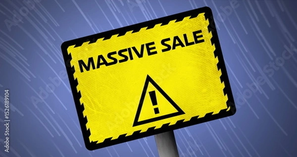 Obraz Image of massive sale on sign over blue background with lines