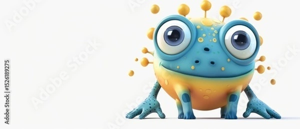Obraz This colorful creature with huge eyes resembles a cartoonish amphibian from another world. Its playful design and vivid colors make it perfect for child-friendly projects.