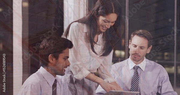 Obraz Image of financial data processing over diverse business people