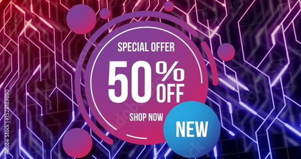 Obraz Image of 50 percent off over network of connections