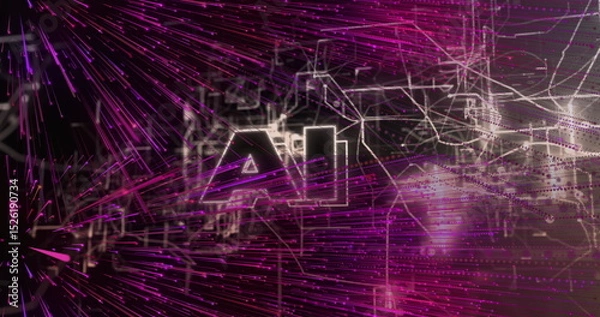Fototapeta Image of ai text over shapes