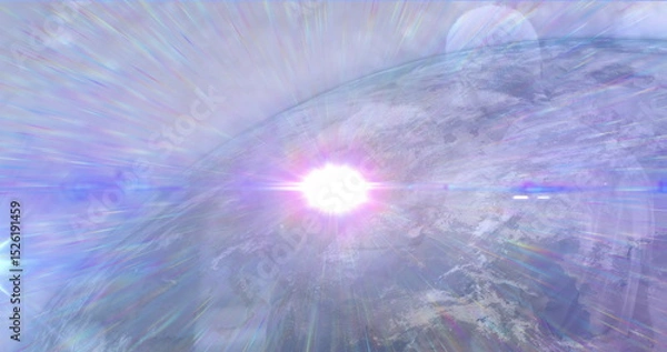 Obraz Image of pink light spot over globe against blue background