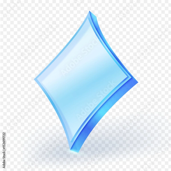 Fototapeta Card diamond suit symbol 3d icon isolated on background. Perfect for casino, Suits card game, or digital UI design. Vector illustration.
