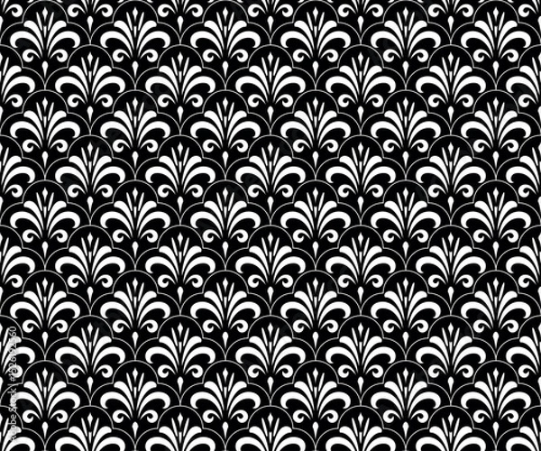 Obraz Flower geometric pattern. Seamless vector background. White and black ornament.