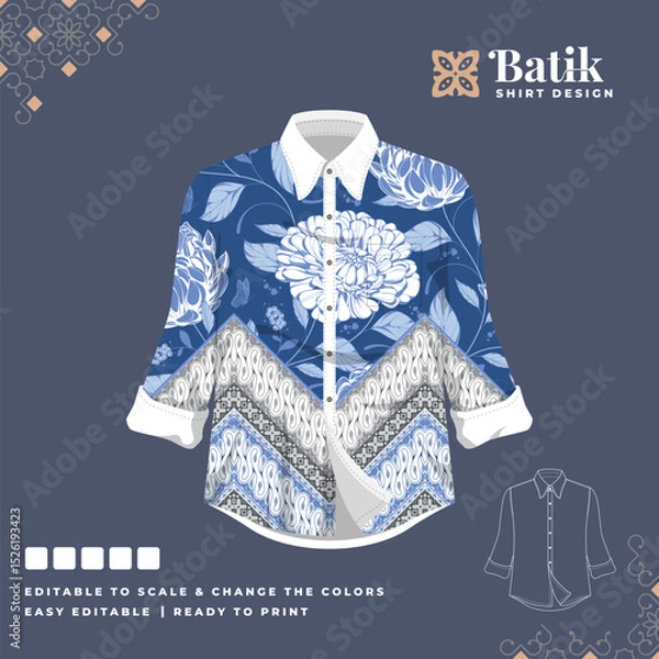 Obraz beautiful batik shirt template design 97