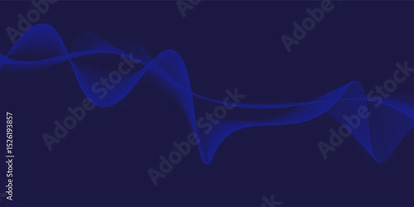 Fototapeta Abstract glowing wave lines on dark blue background. Dynamic wave pattern. Modern flowing wavy lines. Futuristic technology concept. Suit for banner, poster, cover, brochure, flyer, website, Eps10