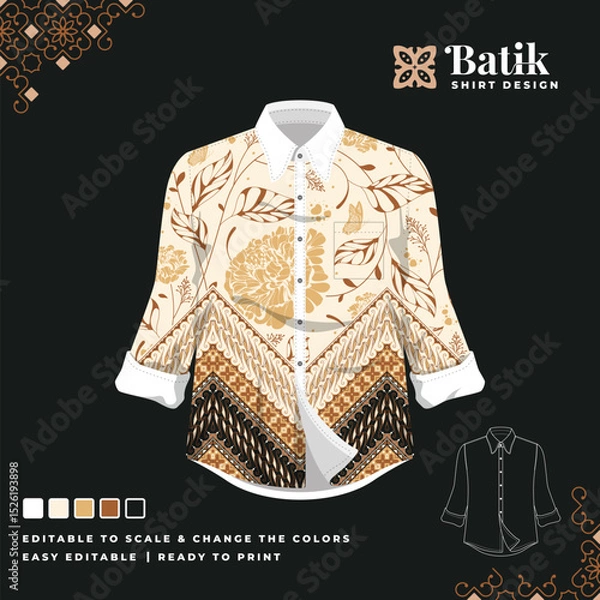 Obraz beautiful batik shirt template design 92