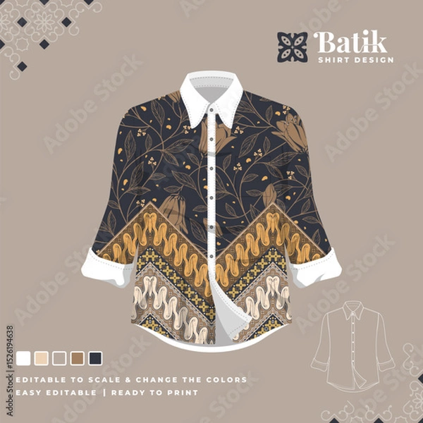 Obraz beautiful batik shirt template design 89
