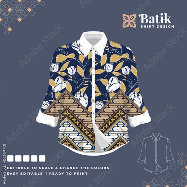 Obraz beautiful batik shirt template design 88