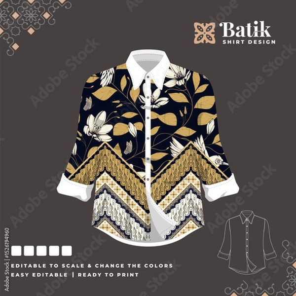 Obraz beautiful batik shirt template design 87