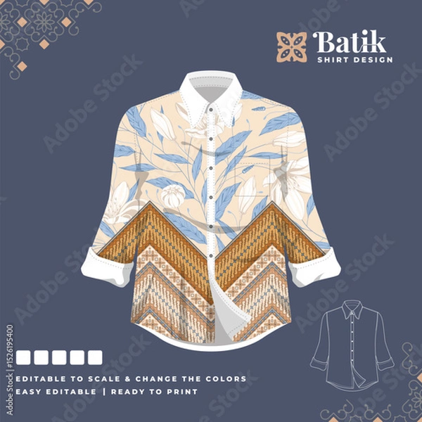 Obraz beautiful batik shirt template design 83