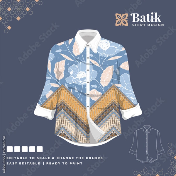 Obraz beautiful batik shirt template design 79