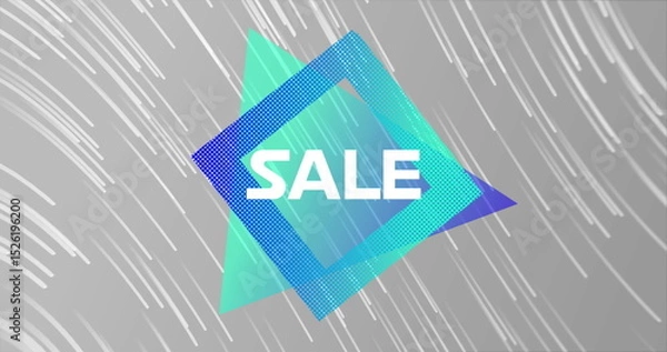 Fototapeta Image of sale over square on grey background with lines