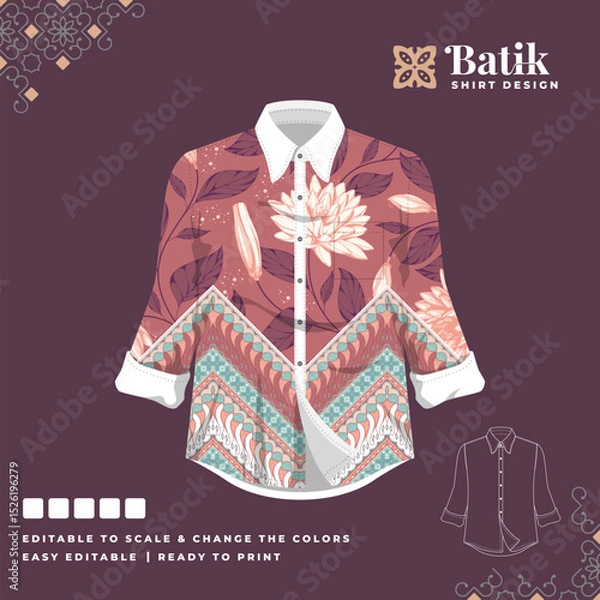 Obraz beautiful batik shirt template design 77