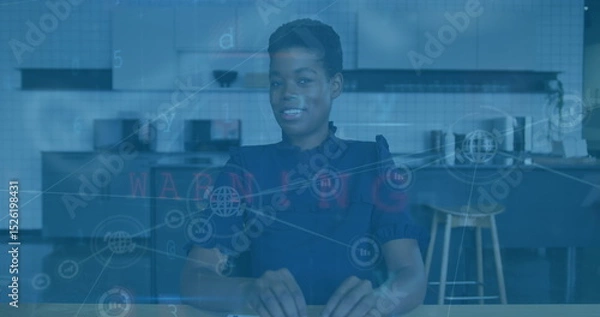 Obraz Image of financial data processing over african american businesswoman on image call