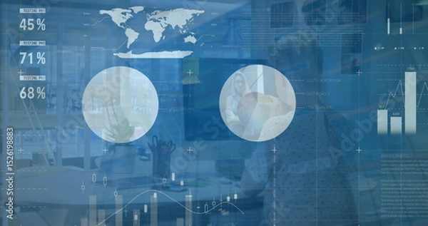 Obraz Image of data processing over caucasian businesswoman