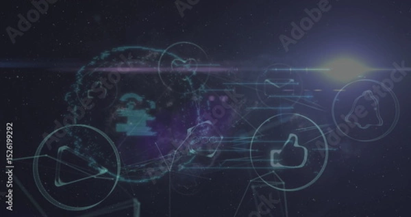 Fototapeta Image of network of connections over padlock