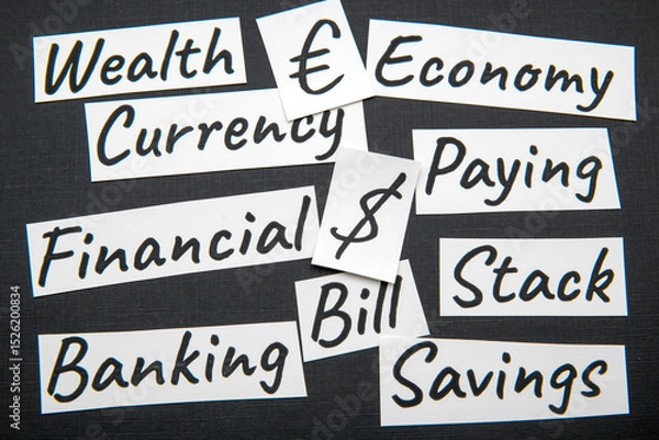 Fototapeta Finance and economics. Background with business keywords.
