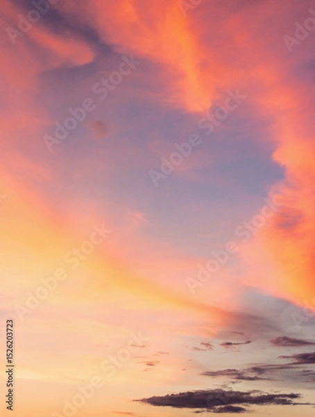 Fototapeta changing weather forecast. natural twilight atmosphere environment. at dusk. red clouds on the bue evening sky. dramatic sunset background. amazing afternoon backdrop