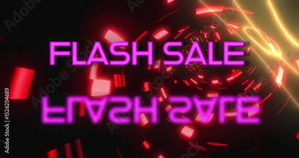 Obraz Image of flash sale over black background with neon lights
