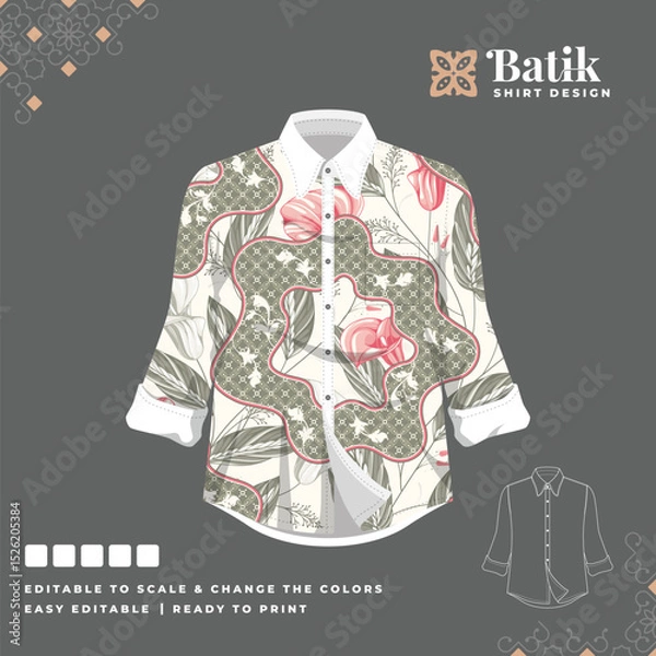 Obraz beautiful batik shirt template design 73