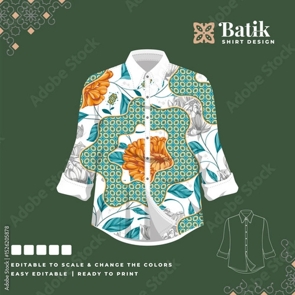 Obraz beautiful batik shirt template design 71