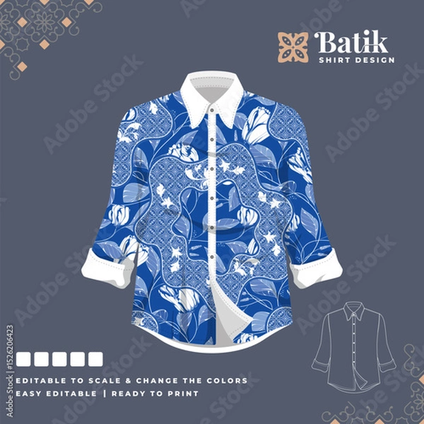 Obraz beautiful batik shirt template design 68