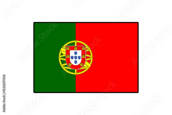 Fototapeta This design features the flag of Portugal, showcasing its distinctive green and red colors along with the national coat of arms. It represents Portuguese heritage and pride.