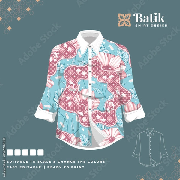 Obraz beautiful batik shirt template design 61
