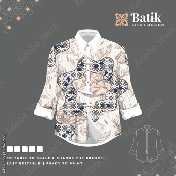 Obraz beautiful batik shirt template design 60
