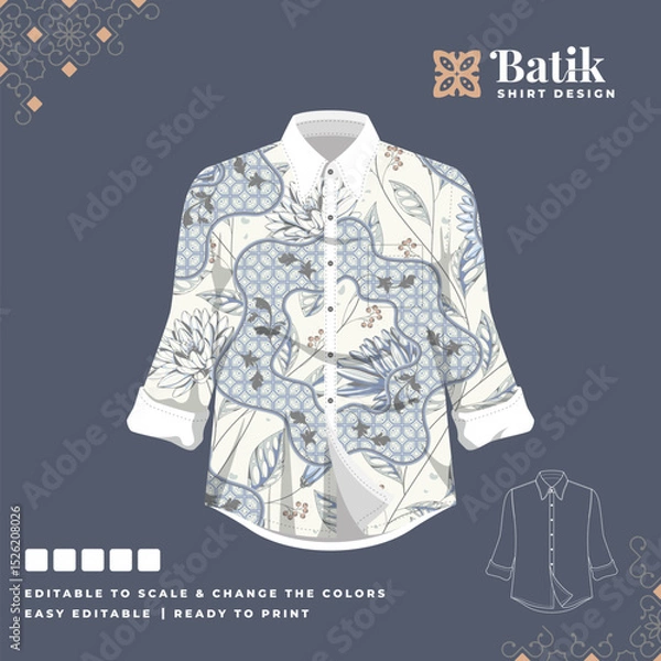 Obraz beautiful batik shirt template design 56