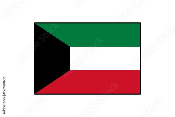 Fototapeta The design features the national flag of Kuwait, with its distinct colors and shape, symbolizing the country's rich heritage and identity in a clear vector format.
