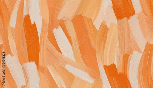 Obraz Abstract Orange and White Textured Oil Painting with Brush Strokes.