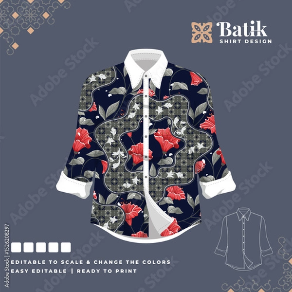 Obraz beautiful batik shirt template design 53