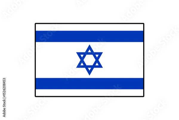 Fototapeta A vector depiction of the flag of Israel features two blue horizontal stripes, a central Star of David, and a white background, symbolizing the nation's identity and heritage.