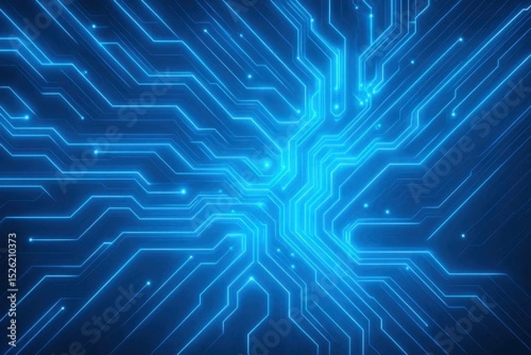 Obraz Abstract Glowing Blue Circuit Board Technology Background