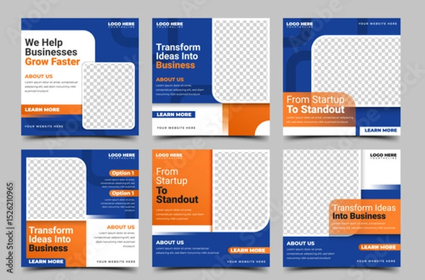 Fototapeta Set of Modern minimalist square banner design. Business marketing promotion branding social media post template.