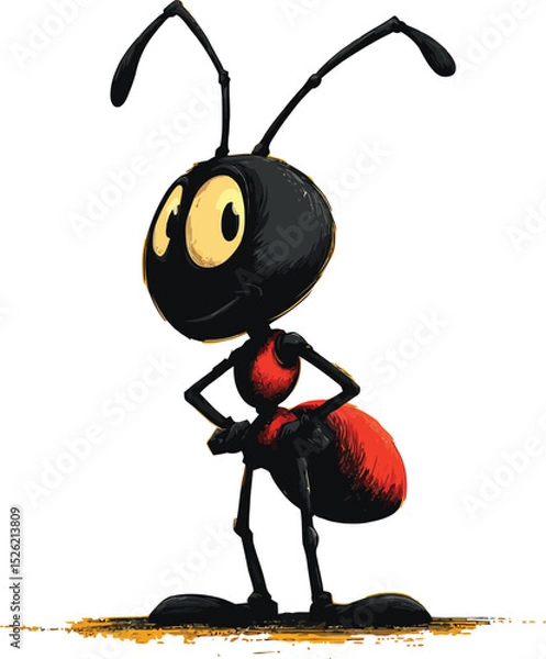 Obraz Ant 2D Cartoon Vector Mascot – Cute Insect Character Design for Kids and Branding