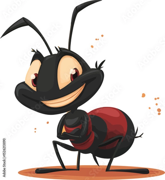 Obraz Ant 2D Cartoon Vector Mascot – Cute Insect Character Design for Kids and Branding