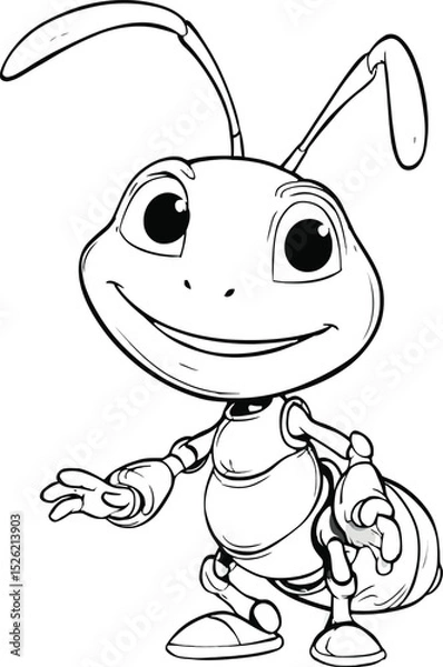 Obraz Ant 2D Cartoon Vector Mascot – Cute Insect Character Design for Kids and Branding