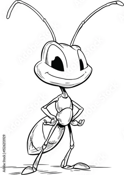 Obraz Ant 2D Cartoon Vector Mascot – Cute Insect Character Design for Kids and Branding