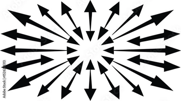 Fototapeta Black and white arrow icons, symbols, and seamless patterns for a modern design concept