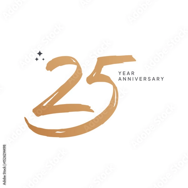 Obraz Minimalist 25th anniversary logo with a hand-painted brushstroke style number. Ideal for celebrating 25 years of success, business milestones, or elegant invitations.