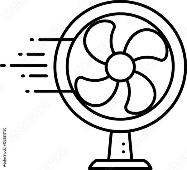 Fototapeta Electric fan with spinning blades and airflow representation  