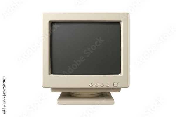 Obraz Retro monitor displaying blank screen, white plastic frame, clean isolated background, ready for graphic mockup design