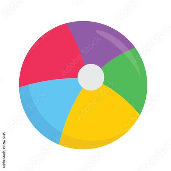 Obraz Beach ball vector, beach ball clip art, clip art beach ball, beach balls clipart, colorful inflatable ball, flat design vector illustration, isolated on white background