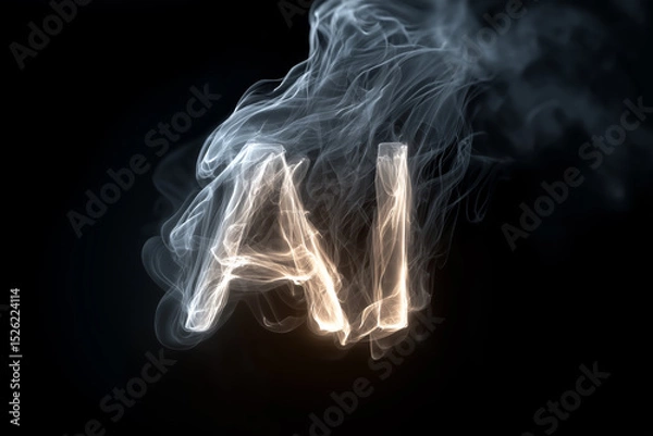 Fototapeta A digital illustration of AI letters with smoke, technology concept