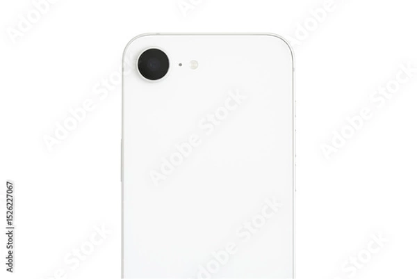 Fototapeta Camera lens on back of mobile phone, isolated on white background