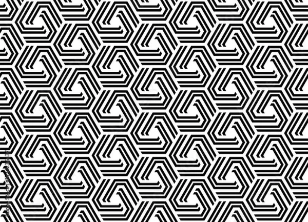 Obraz Abstract geometric pattern with stripes, lines. Seamless vector background. White and black ornament. Simple lattice graphic design.