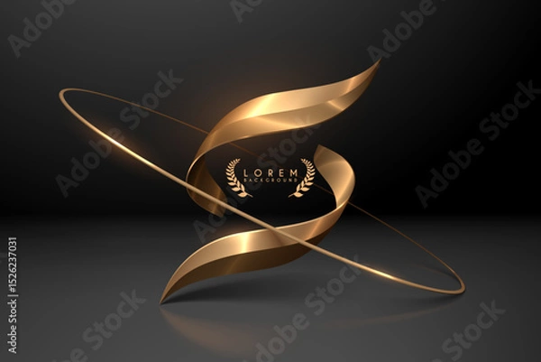 Fototapeta Elegant golden shapes on black background